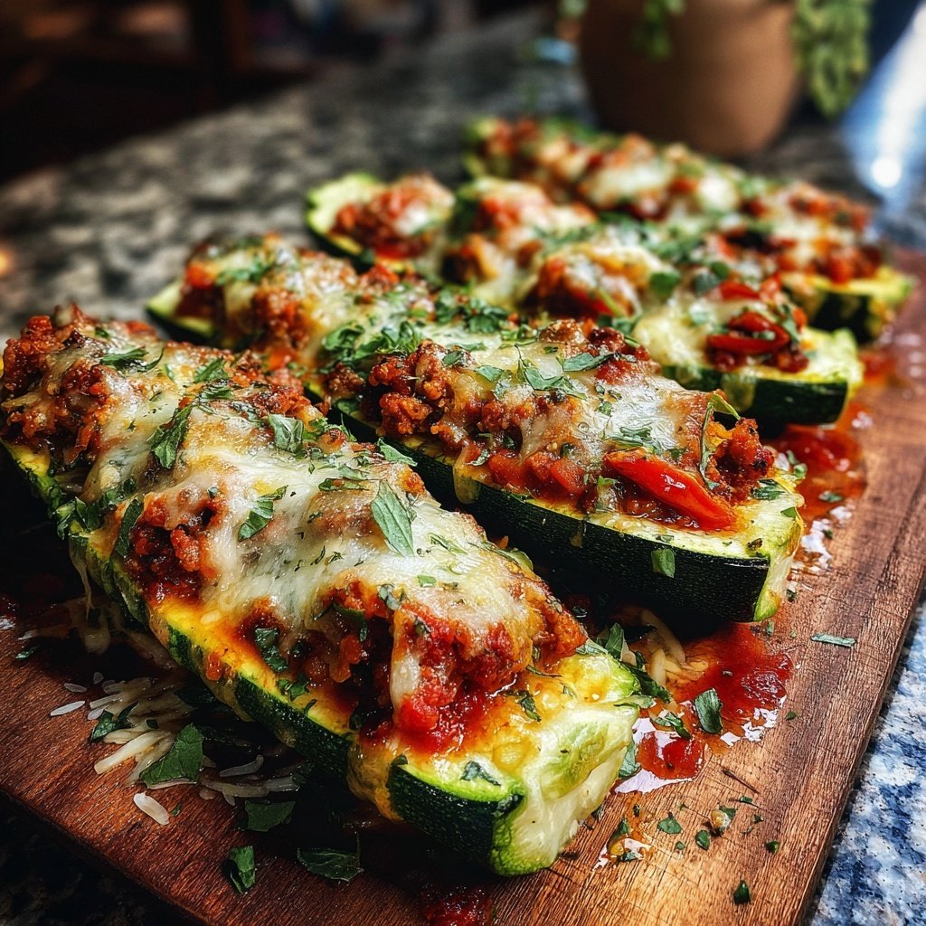 Ground Turkey Stuffed Zucchini Boats