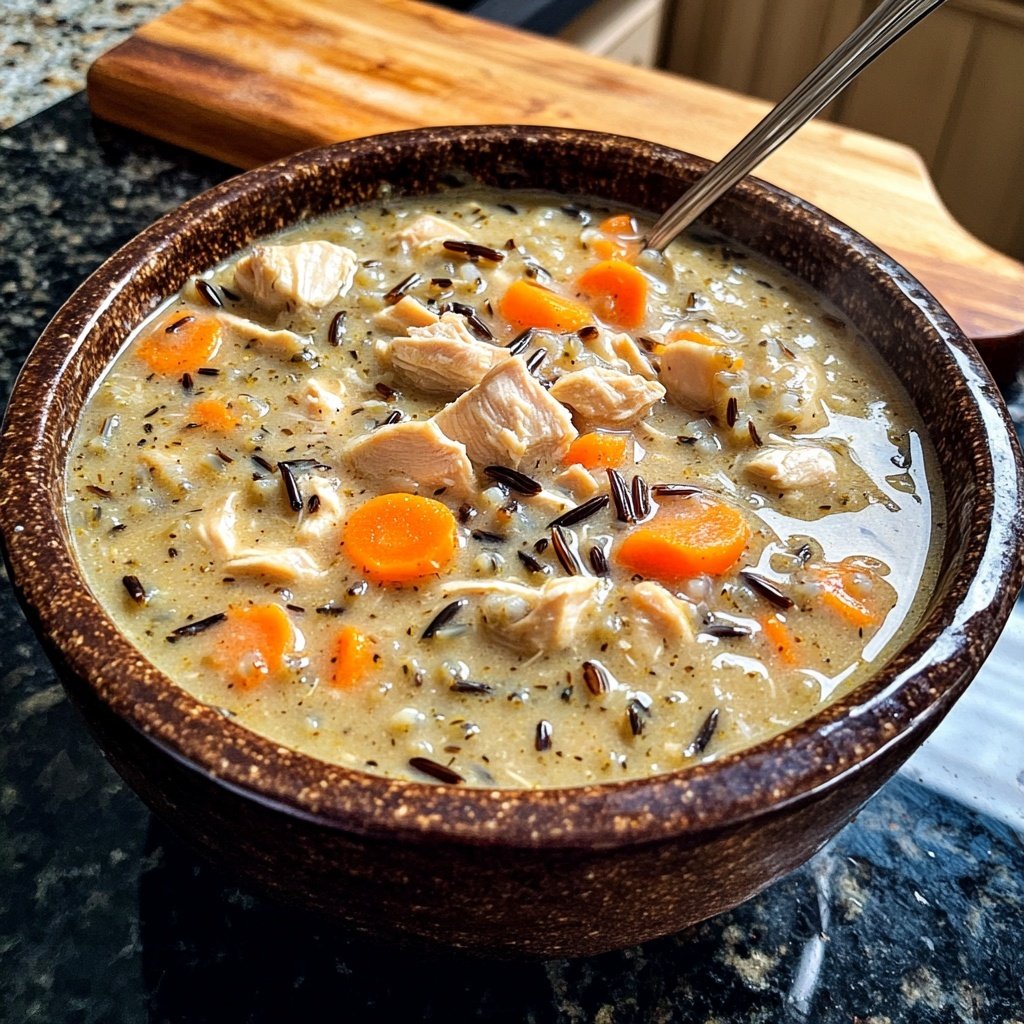 Healthy Crockpot Chicken and Wild Rice Soup