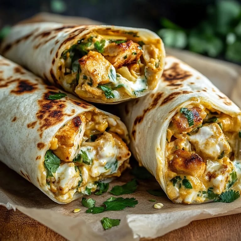 Ooey-Gooey Cheesy Garlic Chicken Wraps