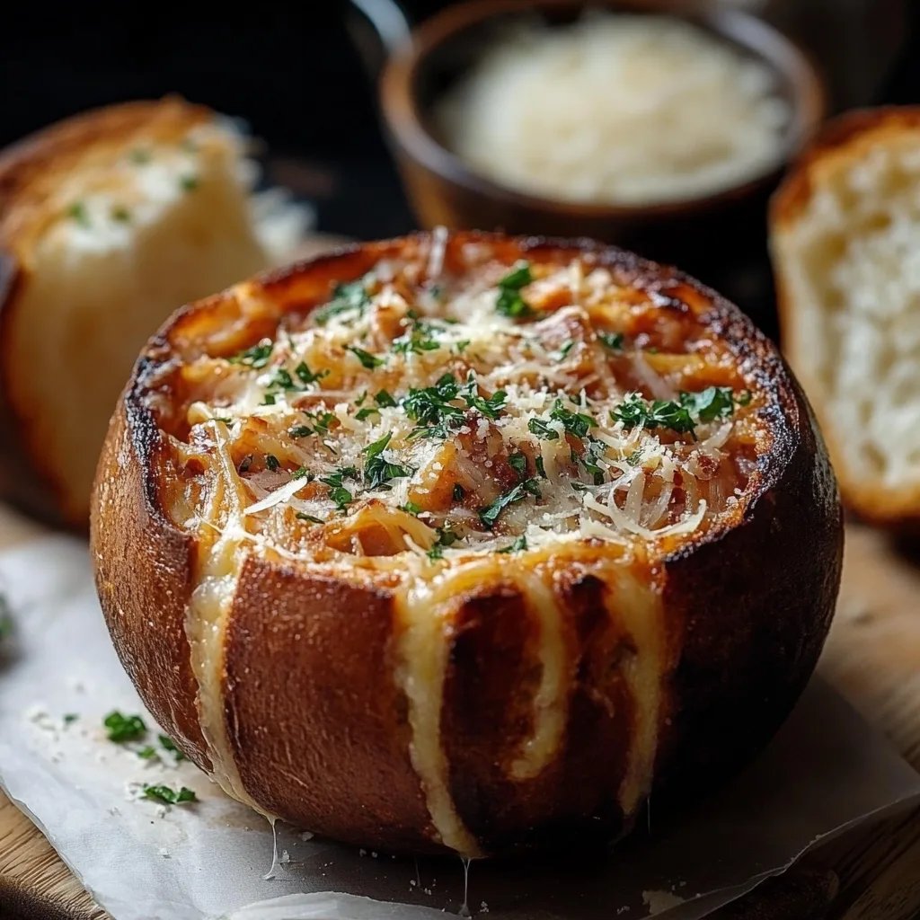 Spaghetti Garlic Bread Bowls
